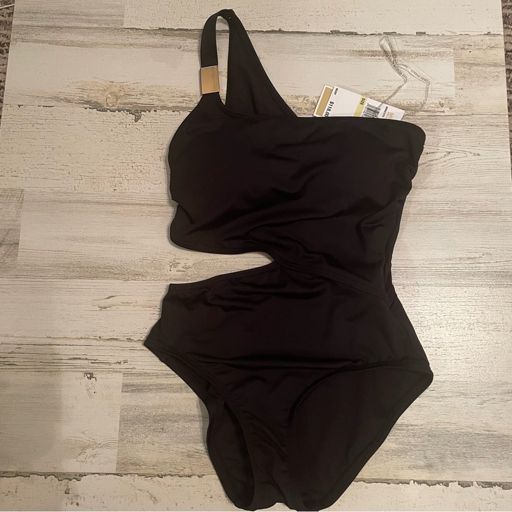 Michael Kors One Shoulder‎ Cut Out One Piece Swimsuit size 4 NWT